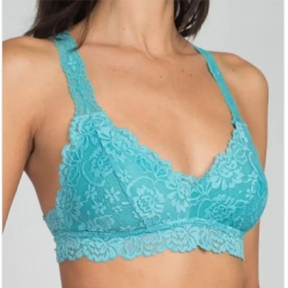 Lace Racer Back Bralette Peach Pink S/M